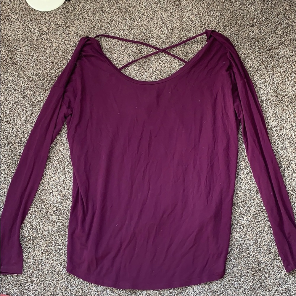 VS Pink Cross Back Long Sleeve Top
